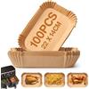 Diboniur Carta Forno per Friggitrice ad Aria 22x14cm, 100Pz Fogli per Friggitrice ad Aria, Antiaderente Usa e Getta Carta Forno per Ninja AF300EU/AF400EU e Altri Doppio Zona Airfryer (Rettangolare)