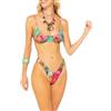 4giveness Beachwear Donna Multicolor Bikini con Fantasia Tropicale L