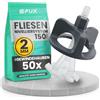 FUX sistema livellamento piastrelle 2mm, kit livellamento piastrelle: 50 dadi + 100 viti 2mm, kit muratore, attrezzi piastrellista, distanziatori piastrelle, fughe piastrelle (150 kit 2mm)