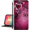 vingarshern Cover per LG Q7 Custodia in Pelle PU,Flip Stand Funzione Chiusura Magnetica Protettiva Portafoglio Custodia LG Q7 Cover con Slots Scheda(Rosa Viola)