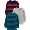 Simple Joys by Carter's 3-Pack Thermal Long Sleeve Shirts Camicia, Blu Marino Righe/Grigio Puntinato/Verde Acqua, 12 Mesi (Pacco da 3) Ragazzi