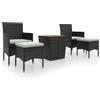 vidaXL AX 2 Sedie Tavolino 2 Poggiapiedi 4 Cuscini Crema Garden Bar Polyrattan 3058372