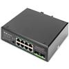 DIGITUS BY ASSMANN Digitus Switch Gigabit PoE+ di livello industriale a 8 porte con 2 uplink SFP