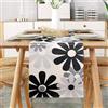 DecorMommt Nero Runner Tavola Moderno Salotto Runner Tavola Dalia di Fiori Grigio Tovaglia di Lino All'aperto Decorativi per Tavolo da Pranzo per Festival，Cucina，Matrimoni ，Picnic, Feste, 33 x 183CM