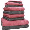 Betz set di 10 asciugamani Premium 100% cotone 2 teli doccia 4 asciugamani 2 asciugamani per ospiti 2 guanti da bagno colore antracide e rosa antico
