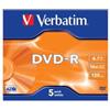 Verbatim - Scatola 5 DVD-R - Jewel case - serigrafato - 43519 - 4,7GB (unità vendita 1 pz.)
