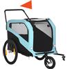 PawHut Rimorchio Bici per Cani, Portata max 30kg,Carrello per cani con Tasche Portaoggetti, in Acciaio e Tessuto Oxford, Blu | Aosom Italy