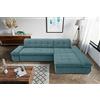 DOMO. collection Moric Angolo, Divano angolare a Forma di L Metallo Tessuto, Verde Petrolio, 300 x 172 x 80 cm