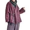 NFYM Donne Cotone Imbottito Breve Giacca Kimono Cardigan Avvolgere Anteriore Cinese Hanfu Stile Stampato Patchwork Allentato Outwear, Viola, taglia unica