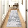 Carvapet Tappeti Runner Passatoia 60x240cm Antiscivolo Corridore Tappeto Lungo Tappeti di Zona Lavabile Morbido Microfibra Geometrico Tappeto Cucina(Grigio)
