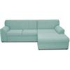 DOMO. collection Divano angolare Topper, divano a forma di L con funzione di sonno, divano moderno, piccolo angolo imbottito, divano letto, 245 x 155 x 78 cm (larghezza x profondità x altezza), blu