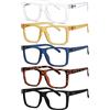 Eyekepper 5-Pack Occhiali da Lettura Donna e Uomo con Grandi Lenti Quadrate e Cerniere a Molla, Misti +3.25