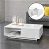 [en.casa] Tavolino Centrale da Salotto con Scomparto Aperto e Cassetto Tavolo Basso da caffè 95 x 55 x 31 cm con Piano Rettangolare per Soggiorno - Bianco Lucido