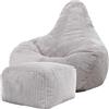 icon Dalton Poltrona Sacco con Poggiapiedi, Grigio, Set da 2, Velluto a Coste, Pouf Poltrona con Riempimento Incluso, Pouf Sacco, Camera da Letto, Soggiorno, Mobili Soggiorno