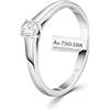 EDELIND Anello solitario diamante 0.20 ct Oro Bianco 18K 750 Anello Donna con Diamante taglio Brillante Anello di Fidanzamento Ø 51 mm con scatola regalo