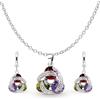 Crystalline Azuria Orecchini Pendenti Donna In Cristallo Zirconia Rotondo - Placcati In Oro Bianco 18ct - Gioielli Eleganti 24x10mm