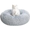 TOHDNC Gatto Cane Letto Rotondo 50cm, Calming Fluffy Peluche Anti Ansia Cozy Donut Cuddler Con Fondo Antiscivolo per Cani e Gatti di Piccola Taglia Media