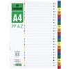 D.RECT Indice per A4, PP A-Z PPAZ, A-Z, raccoglitori ad anelli, linguette con A-Z, multicolore, divisori in polipropilene