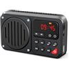 PRUNUS J-405B Mini Radio FM Portatile Ricaricabile, Radiolina Portatile Digitale, Lettore Musicale MP3, Supporto Bluetooth, Scheda TF, USB, Funzione di Registrazione, Orologio, Sveglia （Nero）