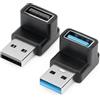 AIYEEN Adattatore USB 3.0 da 90 Gradi (Confezione da 2), Angolo Su e Giù, Tipo A Maschio a USB-A Femmina, Accoppiatore Angolare