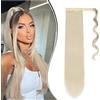 Dcbaboo Coda Capelli Extension Lisci 55cm Posticci per Capelli Extension Coda Capelli Finti Clip Coda di Cavallo Dritti Code Finte per Capelli Sintetici Lunghi Wrap Ponytail per Donna, Biondo chiaro
