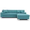 DOMO. collection Capri angolare a Forma di L con Funzione Sleep, Divano Letto ad Angolo Imbottito Tessuto Legno Metallo, Turchese, 239x152x75 cm