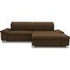 DOMO. collection Divano angolare Mika a forma di L, divano angolare con schienale e braccioli, angolo imbottito 260 x 178 x 80 cm (larghezza x profondità x altezza), marrone scuro