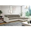 DOMO. collection DOMO Collection Divano angolare Treviso, Angolo Imbottito Metallo Legno, Grigio/Bianco, 267/178/83 cm