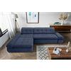 DOMO. collection Moric Divano angolare a Forma di L Metallo Tessuto, Blu Scuro, 300 x 172 x 80 cm