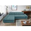 DOMO. collection Moric Divano angolare a Forma di L Metallo Tessuto, Verde Petrolio, 300 x 172 x 80 cm