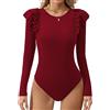 Missufe Maglia da donna elegante girocollo con volant a maniche lunghe