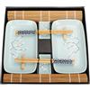 Exzact set sushi 10 pezzi porcellana piatti ciotoline bambù stuoie