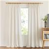 PONY DANCE Tende Lino per Interni Tende Soggiorno Moderne con Fettuccia 2 Pezzi L 140 x A 260 CM Decorazione Linen Curtains Semitrasparenti per Camera da Letto, Beige