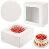 AINIUNIU 2 Pezzi Scatole per Dolci in Carta Kraft con Finestre, Scatola per Dolci, Scatola di Carta Kraft per Finestra Scatole, 26 x 26 x 13 cm, per Cupcake, da Forno per Biscotti, Torte Regali