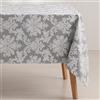 GAMUSI Tovaglia antimacchia tavolo rettangolare floreale jacquard impermeabile 140 x 100 cm, tessuto al tatto, colore grigio - signora