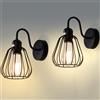 MantoLite 2Pcs Gabbia Illuminazioni per Pareti, Industriale Applique Lampada E27 Nero Illuminazione Bagno Luci Specchio Faretti da Muro Interni Applique Da Parete Soggiorno(Lampadina Non Inclusa)