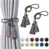 Pretty Jolly 2 pezzi fermatende a doppia nappa con nodi in corda fatta a mano, eleganti fermatende decorative per drappeggi, per finestre di casa e ufficio, drappeggio (Grigio scuro)