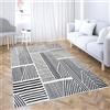 Comart, Tappeto Shedir Arredo, a Pelo Corto, Morbido, per Salotto, Camera da Letto, Design Moderno e Elegante, Arredamento Classico e Contemporaneo, Stampato, Bianco con Pattern a Righe Nere 60x120 cm