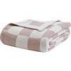 bearberry Coperta a quadretti sfocata in maglia, morbida, accogliente e calda, in microfibra, decorazione per divano, letto, viaggi, casa (crema, 127 x 152 cm)