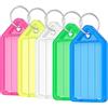 Uniclife 40 Pezzi Targhette Portachiavi Scrivibile 5 cm Portachiavi Plastica con Etichette in Carta Bianca Coperture Trasparenti e Anelli Spaccati Robusti Identificatori di Articoli, 5 Colori