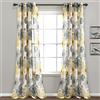 Lush Decor Leah - Coppia di tende trasparenti, motivo con fiori ad acquerello, per camera da letto, soggiorno, sala da pranzo, 132 x 213 cm (larghezza x lunghezza), giallo/grigio