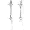 SLUYNZ 925 Orecchini stella in argento sterling catena pendente per le donne ragazze adolescenti orecchini threader lunghi nappa (A-Silver)