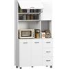HOMCOM Credenza da Cucina Moderna con Cassetti, Armadietti e Ripiani Aperti, 100x39.5x183.5cm, Bianco|Aosom
