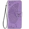 WBWONE Leather Folio Cover per ZTE Blade A53/Blade A53+/A53 Plus, Goffratura a Farfalla Custodia in Pelle PU Magnetica Libro Flip Portafoglio Case con [Funzione Stand]. Viola Chiaro