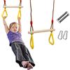 Ulikey Multifunzione Altalena a Trapezio in Legno per Bambini, Trapezio in Legno con Anelli di Plastica Trapezio Swing Gym Altalena con Anelli da Ginnastica, Portata Fino a 120 kg (Giallo)