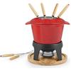 H&H Set Fonduta e Bourguignonne in Ghisa Rosso 11Pz