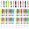 Kiuiom Esche Artificiali Morbide, Esca da Pesca Spinning, Esche da Pesca in Plastica, 55PCS con 10 Ami da Pesca per Morbide Esche Artificiali Spinning Pesci con Coda a T Esca Morbida
