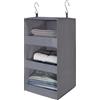 GRANNY SAYS Organizer Armadio da Appendere, Organizer da Appendere con 3 Scomparti, Organizer Armadio Salvaspazio per Vestiti, Grigio Appendi Borse da Armadio, Ripiani per Armadio Interno