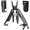 WORKPRO Pinza Multiuso, Pinza Multiuso con Coltello, Cacciavite, 11 in 1 Pinza Tascabile Multifunzione in Acciaio Inossidabile, con Fibbia da Alpinismo e Borsa Oxford (verde e nero)