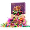 Chiwava 24 pezzi 12,5 cm Giochi Gatto Topolini Giocattoli per Gatti con piume sonaglio Rainbow color Topi Giochi interattivi per Gatto Gattini Colori Assortiti